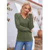 Hotouch Pull Femme Hiver Automne Col en V Manches Longues Pull-Over Tricoté Élégant Doux Haut Décontracté Uni S-XXL(Vert Armée)