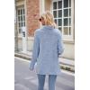 Famulily Pull à col roulé pour femme, pull surdimensionné à manches longues pour l&rsquo;automne et l&rsquo;hiver avec fentes latérales(Bleu)