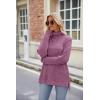 Famulily Pull à col roulé pour femme, pull surdimensionné à manches longues pour l&rsquo;automne et l&rsquo;hiver avec fentes latérales(Bordeaux)