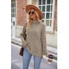 Famulily Pull à col roulé pour femme, pull surdimensionné à manches longues pour l&rsquo;automne et l&rsquo;hiver avec fentes latérales(Café)