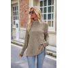 Famulily Pull à col roulé pour femme, pull surdimensionné à manches longues pour l&rsquo;automne et l&rsquo;hiver avec fentes latérales(Café)