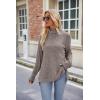 Famulily Pull à col roulé pour femme, pull surdimensionné à manches longues pour l&rsquo;automne et l&rsquo;hiver avec fentes latérales(Gris)