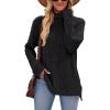 Famulily Pull à col roulé pour femme, pull surdimensionné à manches longues pour l&rsquo;automne et l&rsquo;hiver avec fentes latérales(Noir)