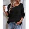 HOTOUCH Pull à manches longues pour femme – Pull doux à épaules dénudées – Pull long en tricot pour l&rsquo;automne(Noir)