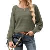 WNEEDU Pull Femme Chic et Elegant Pulls léger Tricoté Hiver à épaules Nues Col Bateau Manches Chauve-Souris Automne Chaud Haut Top(Vert Armée Clair)