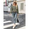 WNEEDU Pull Femme Chic et Elegant Pulls léger Tricoté Hiver à épaules Nues Col Bateau Manches Chauve-Souris Automne Chaud Haut Top(Vert Armée Clair)