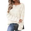 HOTOUCH Pull à manches longues pour femme – Pull doux à épaules dénudées – Pull long en tricot pour l&rsquo;automne(Blanc)