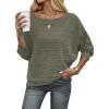WNEEDU Pull Femme Chic et Elegant Pulls léger Tricoté Hiver à épaules Nues Col Bateau Manches Chauve-Souris Automne Chaud Haut Top(Vert Armée Clair)
