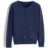 2025 – Cardigan Femme Pull Classique Col Rond Col Boutonné Tricot Avant Ouvert Cardigan Manches Chauve-souris Femme(Bleu Foncé)