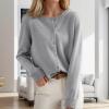 2025 – Cardigan Femme Pull Classique Col Rond Col Boutonné Tricot Avant Ouvert Cardigan Manches Chauve-souris Femme(Gris Clair.)