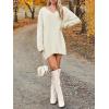Saodimallsu Robe pull pour femme – Col en V – Pull en tricot surdimensionné – Élégant et chaud – En maille côtelée – Décontractée – Pour l&rsquo;automne et l&rsquo;hiver(Beige)