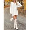 Saodimallsu Robe pull pour femme – Col en V – Pull en tricot surdimensionné – Élégant et chaud – En maille côtelée – Décontractée – Pour l&rsquo;automne et l&rsquo;hiver(Blanc.)