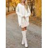 Saodimallsu Robe pull pour femme – Col en V – Pull en tricot surdimensionné – Élégant et chaud – En maille côtelée – Décontractée – Pour l&rsquo;automne et l&rsquo;hiver(Blanc)