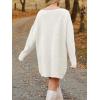 Saodimallsu Robe pull pour femme – Col en V – Pull en tricot surdimensionné – Élégant et chaud – En maille côtelée – Décontractée – Pour l&rsquo;automne et l&rsquo;hiver(Blanc)