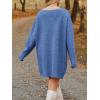 Saodimallsu Robe pull pour femme – Col en V – Pull en tricot surdimensionné – Élégant et chaud – En maille côtelée – Décontractée – Pour l&rsquo;automne et l&rsquo;hiver(Bleu)