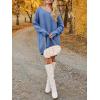 Saodimallsu Robe pull pour femme – Col en V – Pull en tricot surdimensionné – Élégant et chaud – En maille côtelée – Décontractée – Pour l&rsquo;automne et l&rsquo;hiver(Bleu)