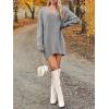 Saodimallsu Robe pull pour femme – Col en V – Pull en tricot surdimensionné – Élégant et chaud – En maille côtelée – Décontractée – Pour l&rsquo;automne et l&rsquo;hiver(Gris)