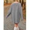 Saodimallsu Robe pull pour femme – Col en V – Pull en tricot surdimensionné – Élégant et chaud – En maille côtelée – Décontractée – Pour l&rsquo;automne et l&rsquo;hiver(Gris)