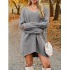 Saodimallsu Robe pull pour femme – Col en V – Pull en tricot surdimensionné – Élégant et chaud – En maille côtelée – Décontractée – Pour l&rsquo;automne et l&rsquo;hiver(Gris)