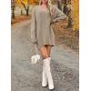 Saodimallsu Robe pull pour femme – Col en V – Pull en tricot surdimensionné – Élégant et chaud – En maille côtelée – Décontractée – Pour l&rsquo;automne et l&rsquo;hiver(Kaki)
