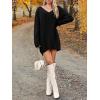 Saodimallsu Robe pull pour femme – Col en V – Pull en tricot surdimensionné – Élégant et chaud – En maille côtelée – Décontractée – Pour l&rsquo;automne et l&rsquo;hiver(Noir)
