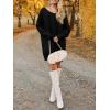 Saodimallsu Robe pull pour femme – Col en V – Pull en tricot surdimensionné – Élégant et chaud – En maille côtelée – Décontractée – Pour l&rsquo;automne et l&rsquo;hiver(Noir)