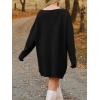 Saodimallsu Robe pull pour femme – Col en V – Pull en tricot surdimensionné – Élégant et chaud – En maille côtelée – Décontractée – Pour l&rsquo;automne et l&rsquo;hiver(Noir)