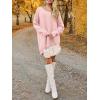 Saodimallsu Robe pull pour femme – Col en V – Pull en tricot surdimensionné – Élégant et chaud – En maille côtelée – Décontractée – Pour l&rsquo;automne et l&rsquo;hiver(Rose)