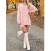 Saodimallsu Robe pull pour femme – Col en V – Pull en tricot surdimensionné – Élégant et chaud – En maille côtelée – Décontractée – Pour l&rsquo;automne et l&rsquo;hiver(Rose)