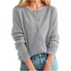 2025 – Cardigan Femme Pull Classique Col Rond Col Boutonné Tricot Avant Ouvert Cardigan Manches Chauve-souris Femme(Gris Clair.)