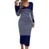 shownicer Robe Pull Femmes Casual Robe en Tricot Rayures Manches Longues A-Line Midi Robe Automne et Hiver Chandail Tricot Robe(B Marine)