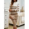 shownicer Robe Pull Femmes Casual Robe en Tricot Rayures Manches Longues A-Line Midi Robe Automne et Hiver Chandail Tricot Robe(A Kaki)