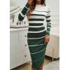 shownicer Robe Pull Femmes Casual Robe en Tricot Rayures Manches Longues A-Line Midi Robe Automne et Hiver Chandail Tricot Robe(A Vert)