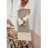 shownicer Robe Pull Femmes Casual Robe en Tricot Rayures Manches Longues A-Line Midi Robe Automne et Hiver Chandail Tricot Robe(B Abricot)