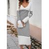 shownicer Robe Pull Femmes Casual Robe en Tricot Rayures Manches Longues A-Line Midi Robe Automne et Hiver Chandail Tricot Robe(B Blanc)