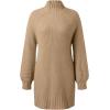 Generisch Robe pull d&rsquo;hiver à manches longues et col roulé – Couleur unie – Décontractée – 2025(Kaki)