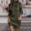 Generisch Robe pull d&rsquo;hiver à manches longues et col roulé – Couleur unie – Décontractée – 2025(Vert)
