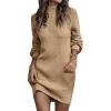 Generisch Robe pull d&rsquo;hiver à manches longues et col roulé – Couleur unie – Décontractée – 2025(Kaki)