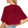 Generisch Veste à clip élégante pour femme – Cardigan en soie matelassée – Manches fines – Veste élégante – Cardigan de mariage – Robe de plage – Veste de survêtement pour femme(Rouge)