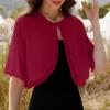 Generisch Veste à clip élégante pour femme – Cardigan en soie matelassée – Manches fines – Veste élégante – Cardigan de mariage – Robe de plage – Veste de survêtement pour femme(Rouge)