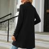 Cardigan femme long, décontracté cardigan femme mi-long uni cardigan avec boutons femmes automne manches longues veste fine légère élégante manteau en tricot chaud(Noir)