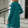 Cardigan femme long, décontracté cardigan femme mi-long uni cardigan avec boutons femmes automne manches longues veste fine légère élégante manteau en tricot chaud(Vert Armée.)