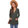GRECERELLE Gilet Femme Cardigan Long à Col en V Ouvert sur Le Devant Manches Longues Poches pour Un Style Chic Adapté à Toutes Les Saisons(Armée Verte)