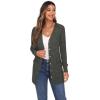 GRECERELLE Gilet Femme Cardigan Long à Col en V Ouvert sur Le Devant Manches Longues Poches pour Un Style Chic Adapté à Toutes Les Saisons(Armée Verte)