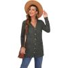 GRECERELLE Gilet Femme Cardigan Long à Col en V Ouvert sur Le Devant Manches Longues Poches pour Un Style Chic Adapté à Toutes Les Saisons(Armée Verte)
