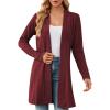 Cardigan femme long, décontracté cardigan femme mi-long uni cardigan avec boutons femmes automne manches longues veste fine légère élégante manteau en tricot chaud(Rouge)