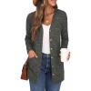 GRECERELLE Gilet Femme Cardigan Long à Col en V Ouvert sur Le Devant Manches Longues Poches pour Un Style Chic Adapté à Toutes Les Saisons(Armée Verte)