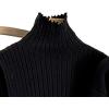 Ensemble 3 pièces Femme Tricoté – Cardigan Long, Débardeur & Pantalon Large – Chaud Automne Maison(A- Le noir)