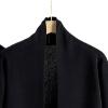 Ensemble 3 pièces Femme Tricoté – Cardigan Long, Débardeur & Pantalon Large – Chaud Automne Maison(A- Le noir)
