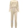 Survêtement 2 pièces pour femme – Ensemble de 2 pièces – Tenue de loisirs – Survêtement de sport – Colorblock – Sweat-shirt + pantalon de jogging – Vêtements de sport(N021 Kaki)